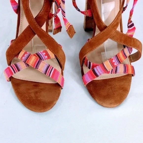 Guess Womens Strappy Cage Sandal Cariel Southwestern Lace Up Suede Size 9.5 - Picture 5 of 13